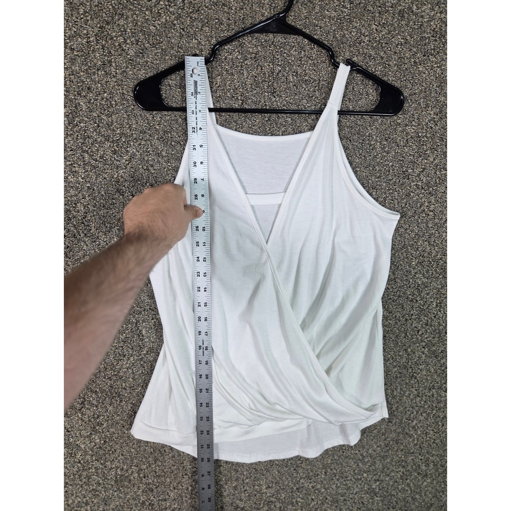 Unbranded Tank Top Women Medium White Surplice Wrap Front Sleeveless Draped - Picture 6 of 9